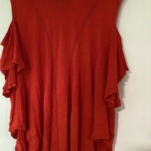 We The Free FP Women Size Small Oversized Orange Cold Shoulder Shirt Tunic